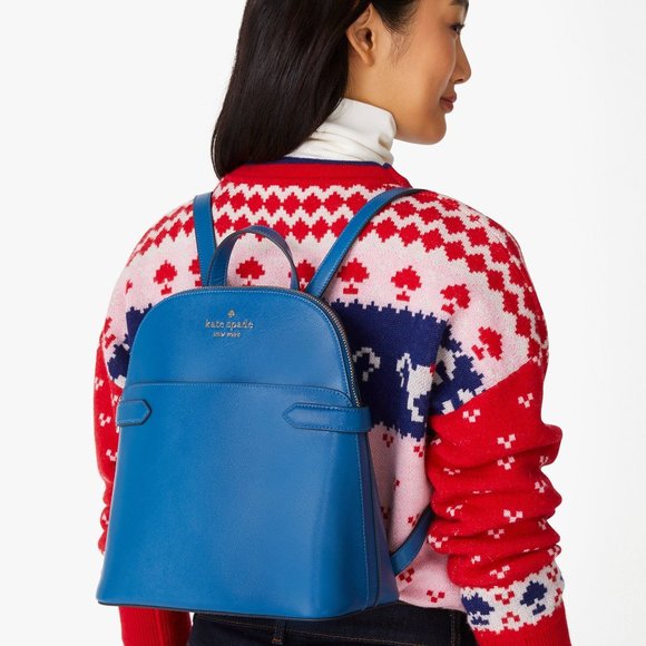 New Kate Spade Staci Saffiano Leather Dome Backpack Sapphire Ice main image 5